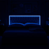 Keyluv Queen Upholstered LED Bed Frame with 4 Drawers, Velvet Platform Storage Bed with Adjustable Button Tufted Headboard and Solid Wooden Slats Support, No Box Spring Needed, Beige Keyluv