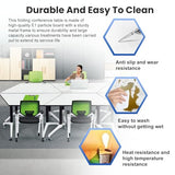 Folding Conference Room Tables,Modular Conference Table for Meeting Rooms,Mobile Portable Training Table with Locked Wheels,Flip Top Rolling Meeting Rooms Table Stackable Seminar Tables for Office Relgix