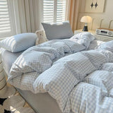 Nayoroom Gingham Duvet Cover Twin Size Blue White Plaid Checkered Comforter Cover 2 Pcs Soft Breathable Washed Microfiber Grid Farmhouse Bedding Set with Pillow Shams Nayoroom
