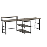 SEDETA 94.5" White Computer Desk, Two Person Gaming Desk with LED Light, Keyboard Tray, Power Strip with USB, Monitor Shelf & Storage, Extra Long Double Desk for Home Office, White. SEDETA