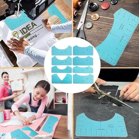 QUKLOGEN Heat Press Pillow Bundle Tools Kit Include 4 Heat Pressing Transfer Pillow Mat 3 Pack Teflon Sheet for Heat Press 2 Rolls Heat Resistant Tape 12 Different Size T Shirt Guide Ruler QUKLOGEN