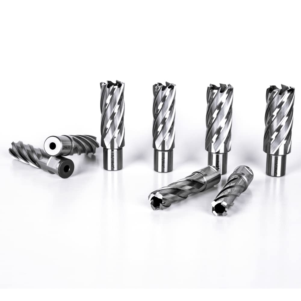 OSCARBIDE Annular Cutter Set 13pieces,2"Cutting Depth,3/4"Weldon Shank and 7/16 to 1-1/16 inch Cutting Diameter Mag Drill Bits for Magnetic Drill Press with 2pcs Pilot Pins OSCARBIDE