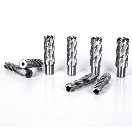 OSCARBIDE Annular Cutter Set 13pieces,2"Cutting Depth,3/4"Weldon Shank and 7/16 to 1-1/16 inch Cutting Diameter Mag Drill Bits for Magnetic Drill Press with 2pcs Pilot Pins OSCARBIDE