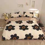 Pureant Black Sunflower Comforter Sets Twin Black and White Floral Bedding Comforters Cotton Women Girls Boho Black Botanical Quilts Large Flower Blankets Garden Adults Teens Bohemian Rustic Bedding Pureant