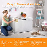 Pet Republic Hidden Cat Litter Box Enclosure Cat Litter Box Furniture Cat Washroom Cat House Table Nightstand (White) Pet Republic