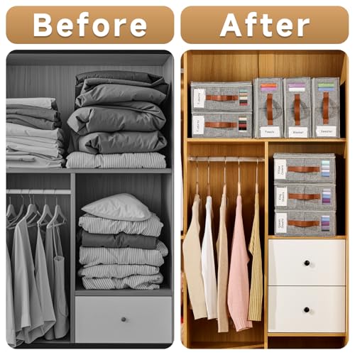 KitHero 6pack Bed Sheet Organizer, Foldable Linen Closet Organizers and Storage with Sealed Design, Queen & King Size Sheet Storage with Window, Closet Organizer for Bedsheets/Blankets/Clothes, Linen KitHero