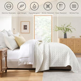 HORIMOTE HOME Cream Quilt Twin Size, Lightweight Quilt for Summer Ultra-Soft Microfiber Modern Style Quilted Clouds Pattern Bedspread Quit Set 2 Pieces (1 Quilt and 1 Pillow Sham) HORIMOTE HOME