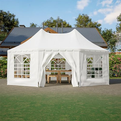 KEIKI 20x15ft Party Tent with 1 Doors & 7 Windows, Outdoor Canopy Tent Carport Wedding Event Shelter, Waterproof Wedding Tents, UV Protection Outdoor Gazebo for Party, Event,Picnic
