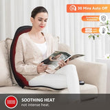 Snailax Massage Seat Cushion - Back Massager with Heat, 6 Vibration Massage Nodes & 2 Heat Levels, Massage Chair Pad for Home Office Chair，Black Snailax
