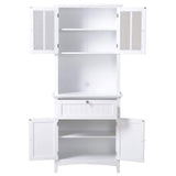 American Furniture Classics OS Buffet and Hutch with Framed Glass Doors and Drawer, Large, White American Furniture Classics