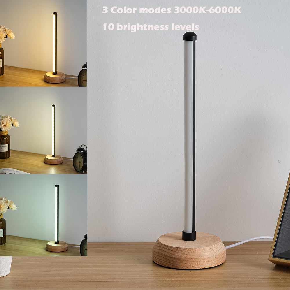 ANLAIBO Modern Led Wood Table Lamp, 3-Color Temperature Bedside Lamp,Bedroom Bedside Night Light, Dimmable Led Lighting, Creative Home Decor, Unique House warmging Gift ANLAIBO