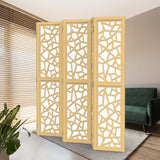 VINGLI 70'' H Room Divider, Non-Woven Fabric Privacy Screen, Indoor Partition Wall Dividers, Freestanding Hinged Space Separator with Modern Unique Pattern (Gold, 6 Panel) VINGLI