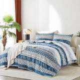 BOLINLIVING Twin Comforter Set Kids, Boho Stripe Comforter Set Twin Size, Twin Bed in a Bag Soft Bohomian Bedding Lightweight Breathable for All Seasons (Blue 66×90 inch) BOLINLIVING