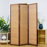 Pawlabay 3 Panel Bamboo Room Divider Screen,5.6 FT Tall Bamboo Divider Folding Panel Screen,Freestanding Panel Divider for Room Seperation,Brown PawlaBay