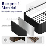 Kitsure Shower Caddy - 2 Pack Rustproof Shower Organizer, Drill-Free & Quick-Dry Shower Shelf for Inside Shower with Large Capacity, Durable Stainless Steel Shower Rack with 4 Hooks, Black Kitsure