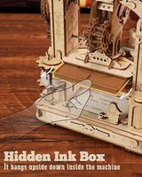 ROBOTIME Printing Press Wooden Puzzle, 3D Puzzles for Adults and Teens, Mechanical Wooden Model to Build, Unique Toy House Warming Birthday for ROBOTIME