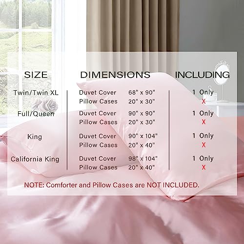 P Pothuiny Satin Duvet Cover King, Single Soft Duvet Cover Only, Luxury Silky Like Blush Pink Duvet Cover 90" x 104" Sold Separately - Zipper Closure & Corner Ties P Pothuiny
