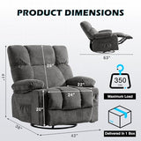 MAHOMICO Recliner Chair Oversized Swivel Rocker with Vibration Massage & Lumbar Heating, 360° Swivel, USB Charging Port, Cup Holders & Side Pocket for Living Room