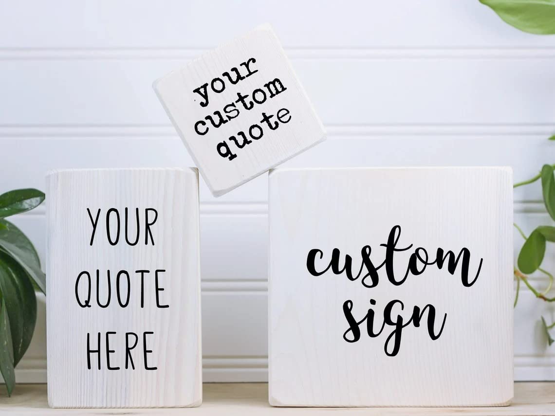 Custom Classic Sign for Office Decor, Personalized Desk Decor Signs, Add Your Text, Customized Wooden Home Decor, Modern Farmhouse Decor, Funny Desk Accessories Living Room Bathroom Kitchen (White) Foomegik