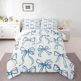 Feelyou Blue Bow Bedding Set Cute Bowknot Comforter Set for Kids Boys Girls Teens Room Decor Princess Comforter Twin Size Girly Kawaii Duvet Set 2Pcs Feelyou