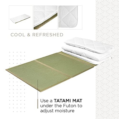 Goliber Japanese Futon Japanese Floor Bed, Tatami Foldable Bed, Roll Up Sleeping Pad, Shikibuton, (Queen 62 x 82 inch - 160 x 210 cm) Goliber