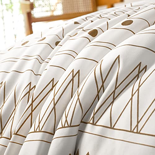 WONGS BEDDING 7 Pieces Brown Comforter Set King Size,Boho Bed in a Bag Geometric Stripe Comforter Reversible Soft Microfiber Bedding Set with Pillowcases & Shams,Flat Sheet,Fitted Sheet WONGS BEDDING