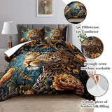 Raphus cucullatus Gold Cheetah Comforter Set King,Tropical African Animal 3D Leopard Bedding Black Bed,Gold Rose Quilt Bedding Cheetah,Leopard King Size Quilt Set Raphus cucullatus