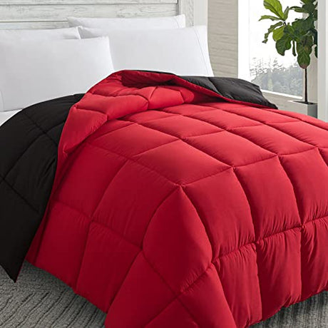 Cosybay Down Alternative Comforter (Red/Black, Twin) - All Season Soft Quilted Twin Size Bed Comforter - Duvet Insert with Corner Tabs -Winter Summer Warm Fluffy, 64x88 inches Cosybay