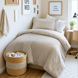 Madison Park Essentials Striped Duvet Cover Set Twin/Twin XL, Modern Minimalist Bedding Set with Premium Jacquard Stripe, 2 Pieces Duvet Cover Reversible with Zipper Closure & Corner Ties,Neutral Madison Park Essentials