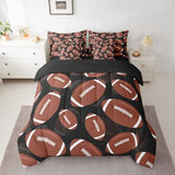 Erosebridal Football 7 Piece Bedding Set Twin Rugby Comforter Set with Sheets Ball Games Gaming Sports Kids Boys Men Girls Bed in A Bag Competition Black Brown Bed Sets Erosebridal