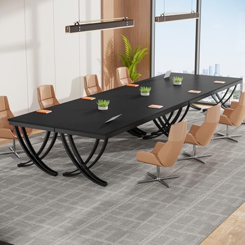 Tribesigns 6.5FT Conference Table for 6-8 People, 78 inch Long Rectangular Seminar Table with Strong Metal Frame, Business Furniture Boardroom Desk for Office Meeting Conference Room (4PCS, Black) Tribesigns