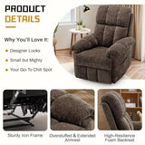 Korser Recliner Chair, Living Room Recliner Chairs for Adults, Small Recliners for Small Spaces, Upholstered Manual Recliner with Side Pockets, Modern Nursery Chair for Living Room, Chenille, Brown