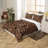 Erosebridal Leopard Print Comforter Cover King Cheetah Bedding Set Geometric Duvet Cover African Safari Animal Quilt Cover for Kid Boy Men Room Decorative Ultra Soft Breathable Erosebridal