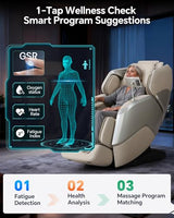 4D+3D Dual Mechanism Massage Chair Full Body, Zero Gravity Massage Chair Recliner with Segmented Dual SL Track, AI Fatigue Health Detection, 160° Flat Stretch, 8" HD Touchscreen & Voice Control,Brown
