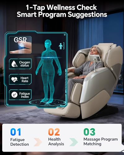 4D+3D Dual Mechanism Massage Chair Full Body, Zero Gravity Massage Chair Recliner with Segmented Dual SL Track, AI Fatigue Health Detection, 160° Flat Stretch, 8" HD Touchscreen & Voice Control,Brown CareTech