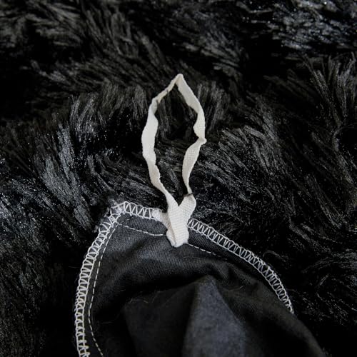 Besfunny Fluffy Faux Fur Black Comforter Cover Queen Set – Plush Fluffy Black Bedding 3-Piece Set (1 Duvet Cover + 2 Furry Pillow Shams) Cozy Bed Set Besfunny