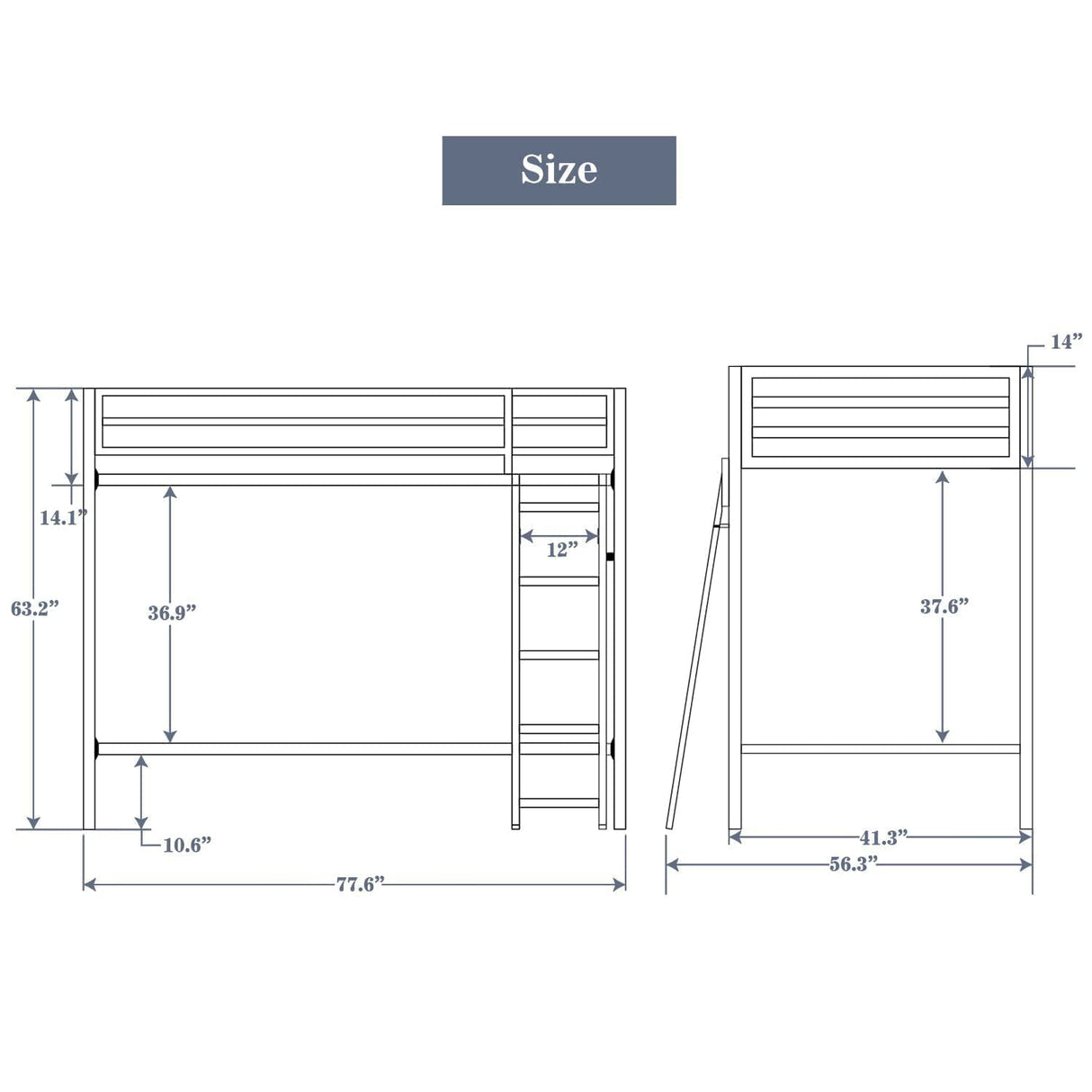 Allewie Metal Bunk Bed Twin Over Twin Size for Junior & Adults with Ladder and Heavy Duty Guardrail, Small Space Saving Design for Bedroom Kid Room and Dorm, White Allewie