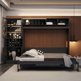 Polibi Queen Size Murphy Bed with Sofa Function - Space-Saving Wall Bed, Shelves USB and Light, for Small Apartments/Studios, Gray Polibi