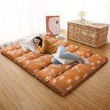 IDEALHOUSE Japanese Floor Mattress, Roll-Up Futon, Full Size, Flowers Printed Thicken Futon Mattress for Floor, Microfiber Cotton Sleeping Pad for Guest Room, Camping and Kids Play Mat, Brick Red IDEALHOUSE