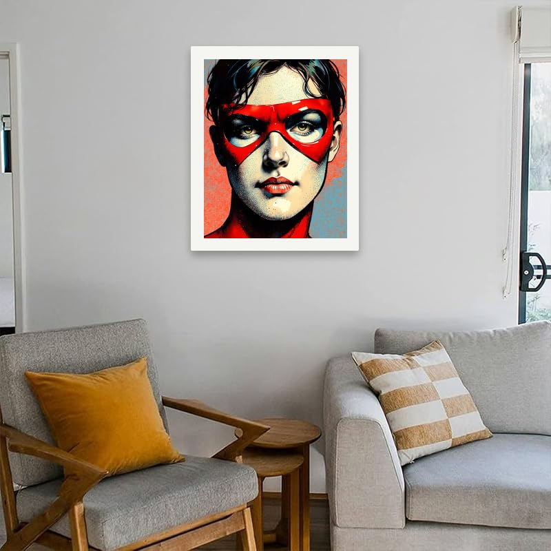 Pop Art-Inspired Paint by Numbers Kit for Adults - DIY Superhero Mask Portrait Painting on Canvas 16x20 Inches, Digital Oil Painting, Suitable for Beginners, Bold Art for Home Decoration or Gifts. TAOPAOLAB