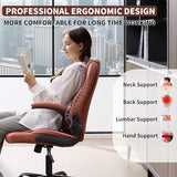 Nexthro Executive Office Chair PU,Leather Office Chair with Wheels,360° Swivel Rolling Chair with Padded Arms,Ergonomic Computer Chair with Lumbar Support for Short People Use(Brown) Nexthro