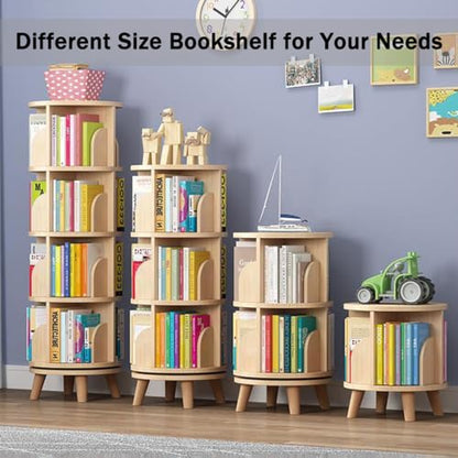 Gdrasuya10 360° Rotating 2-Tier Stackable Bookshelf Organizer in Natural Wood - WoodArtSupply