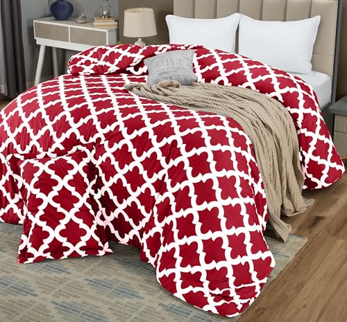 Twin Comforter Set 2 Piece Red by Utopia Bedding, Printed Comforters Twin Size, Bedding Comforters Sets, Down Alternative Soft Bed Set, 1 Comforter (64 x 88 inches) 1 Pillow Shams (20 x 26 inches) Utopia Bedding