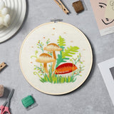 Bonroy 4 Sets Embroidery Kit for Beginners with Instructions,Cross Stitch Kits for Adults with Pattern,Needlepoint Kits for Adult Include Embroidery Cloth Hoops Needles Threads(Mushroom)