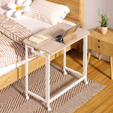 4NM 23.6" Mobile Small Rolling Computer Desk, Folding Laptop Cart Table with Wheels, Portable Office Desk for Small Space Couch Bed - Natural and White 4NM