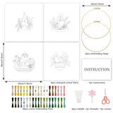 INFUNLY 4 Sets Cat Embroidery kit DIY Embroidery Kit for Beginners Cat Embroidery Set Plant Cats Cross Stitch Kit for Adults with Plastic Embroidery Hoops Threads and Instructions