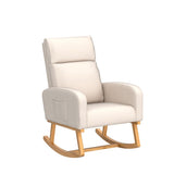 YUUIJOAA Rocking Chair Nursery - Glider Modern Accent Chairs Upholstered Linen Nursing Rocker Padded Armchair for Indoor Living Room Bedroom Beige YUUIJOAA