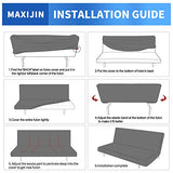 MAXIJIN Velvet Futon Cover Full Size Stretch Futon Mattress Cover Thick Soft Armless Sofa Bed Slipcover Plush Couch Furniture Protector with Elastic Bottom, Machine Washable (Gray) MAXIJIN