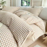 LifeTB Tan Gingham Comforter Set California King 3 Pieces Modern Plaid Comforter Set Beige Grid Comforter with 2 Pillowcases Soft Fluffy Checkered Grid Pattern Gingham Bedding Set for All Seasons LifeTB