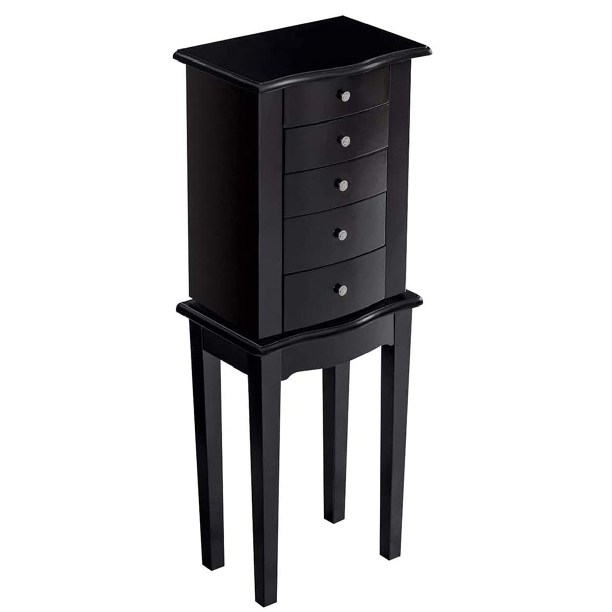 Giantex Jewelry Chest Armoire Cabinet Standing with Mirror, Wood Large Ring Necklace Storage Box Top Flip Makeup Mirror Classic 33" Tall Bedroom Armoires for Jewellery Cabinets Organizer w/ 5 Drawers Giantex